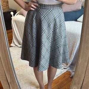 Vintage Black and White Plaid Wool Skirt